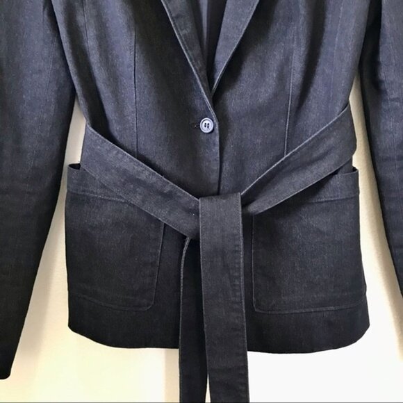 Susina Dark Blue Denim Tie Front Button-Front Women's Blazer Jacket. Size S - Picture 4 of 12